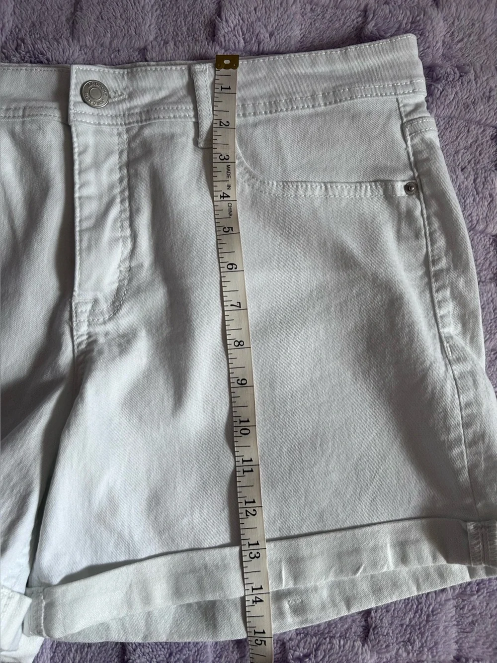 Jordache White Denim Shorts with Cuffed Hems Size 14